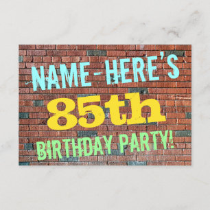 Brick Wall Graffiti Inspired 85th Birthday + Name Invitation