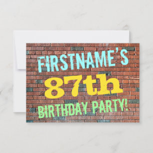 Brick Wall Graffiti Inspired 87th Birthday + Name Invitation