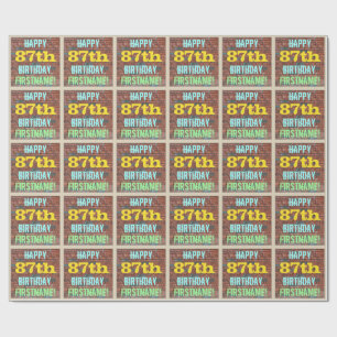 Brick Wall Graffiti Inspired 87th Birthday + Name Wrapping Paper