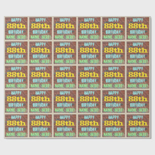 Brick Wall Graffiti Inspired 88th Birthday + Name Wrapping Paper