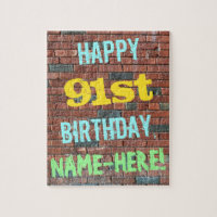 Brick Wall Graffiti Inspired 91st Birthday + Name