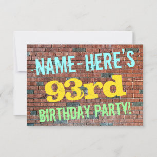 Brick Wall Graffiti Inspired 93rd Birthday + Name Invitation
