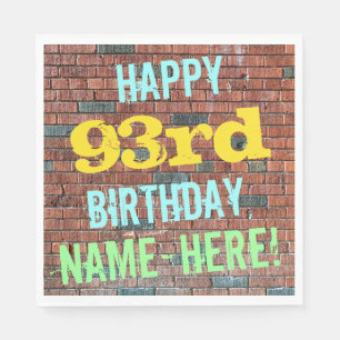 Brick Wall Graffiti Inspired 93rd Birthday + Name Napkin