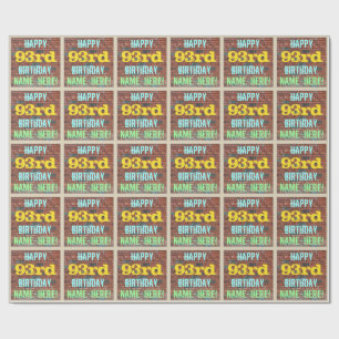 Brick Wall Graffiti Inspired 93rd Birthday + Name Wrapping Paper