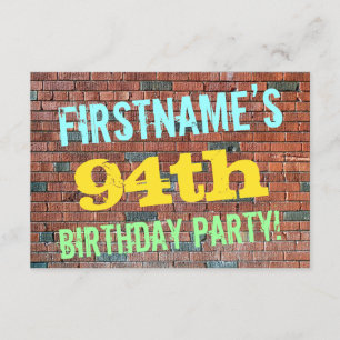 Brick Wall Graffiti Inspired 94th Birthday + Name Invitation