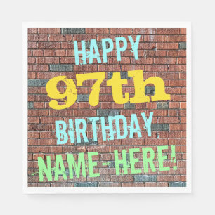 Brick Wall Graffiti Inspired 97th Birthday + Name Napkin