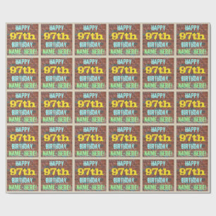 Brick Wall Graffiti Inspired 97th Birthday + Name Wrapping Paper