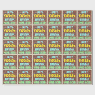 Brick Wall Graffiti Inspired 98th Birthday + Name Wrapping Paper