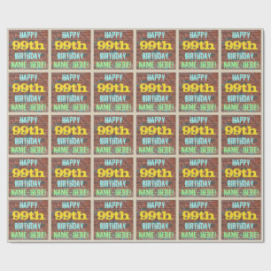 Brick Wall Graffiti Inspired 99th Birthday + Name Wrapping Paper