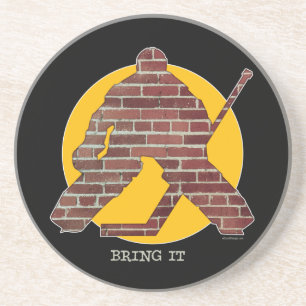 Brick Wall Hockey Goalie Coaster