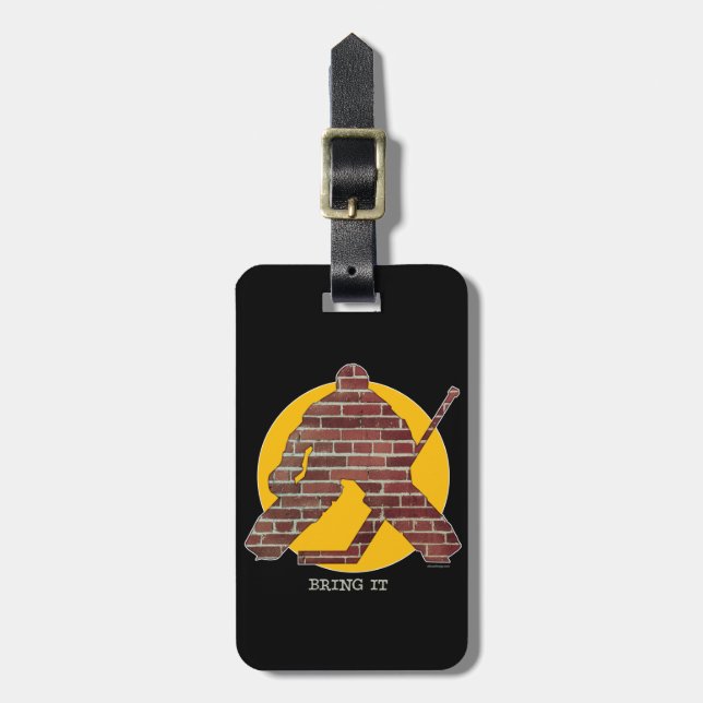 Brick Wall Hockey Goalie Luggage Tag (Front Vertical)