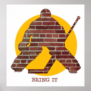 Brick Wall Hockey Goalie Poster