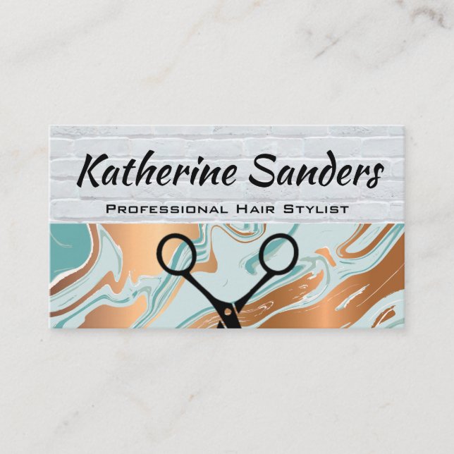 Brick Wall | Liquify Marble | Scissors Business Card (Front)
