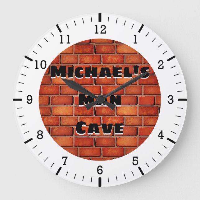 Brick Wall Man Cave Acrylic Wall Clock (Front)