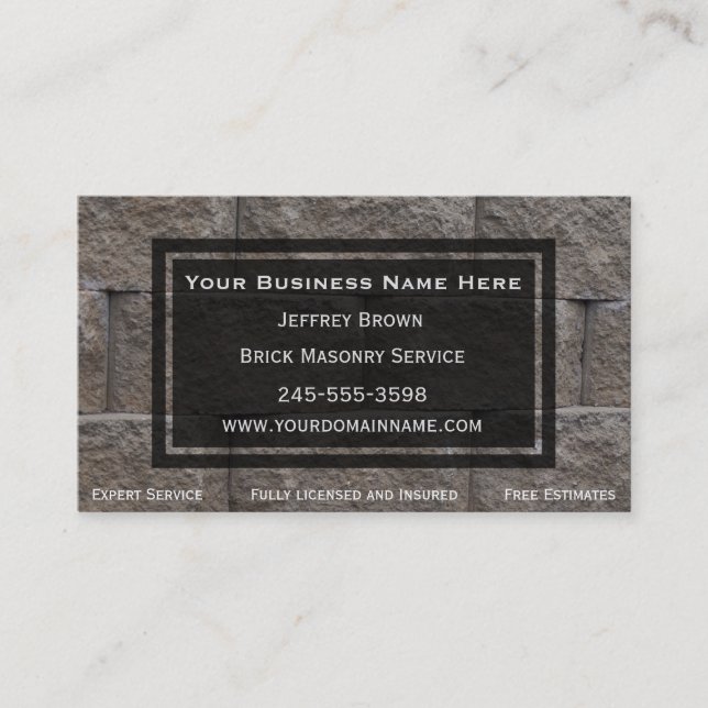 Brick Wall Mason Business Cards (Front)