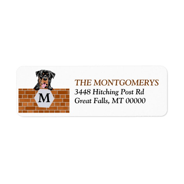 Brick Wall Monogram Rottweiler Return Address (Front)