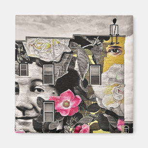 brick wall mural art in dubuque magnet