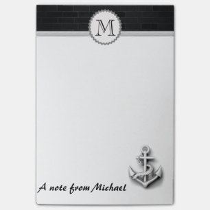 Brick wall nautical  anchor monogram post-it notes