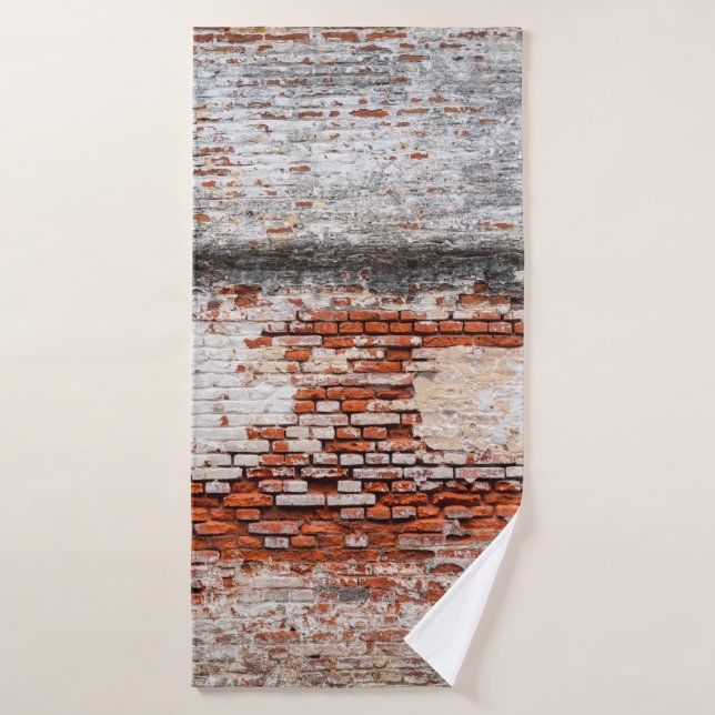  brick wall on the roadabandoned, abstract, aged,  bath towel (Bath Towel)