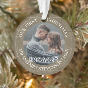Brick Wall Our first Christmas Mr and Mrs 2 Photo Ornament