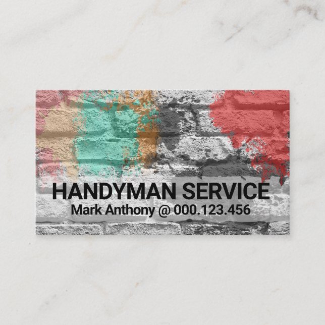 Brick Wall  Paint Splatter Masonry Business Card (Front)