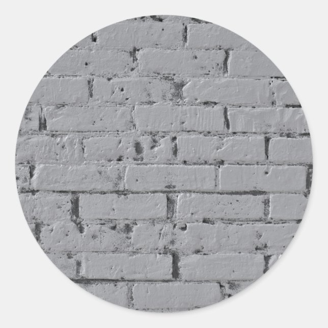 Brick Wall Painted Grey  Classic Round Sticker (Front)