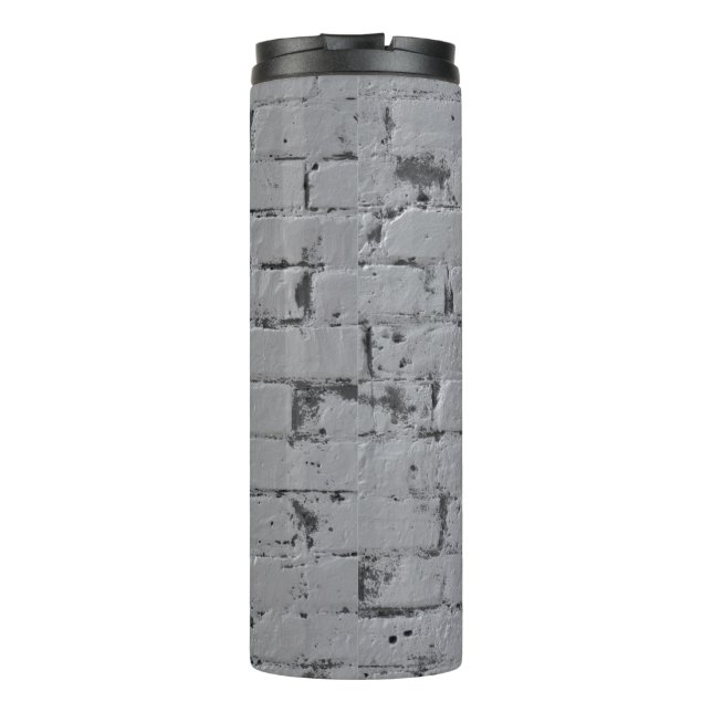 Brick Wall Painted Light Grey  Thermal Tumbler (Back)