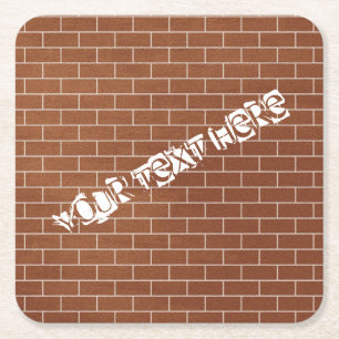 Brick Wall Paper Coaster with Custom Text