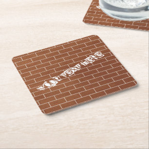 Brick Wall Paper Coaster with Custom Text