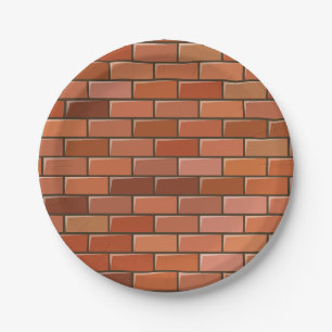 brick wall paper plate