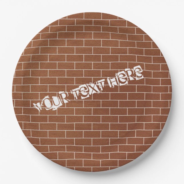 Brick Wall Paper Plates with Custom Text (Front)