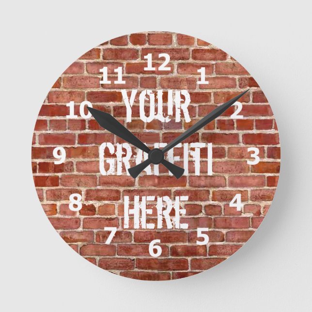 Brick Wall Personalised Graffiti Clock (Front)