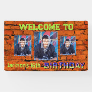 Brick wall picture birthday  banner