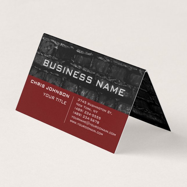 Brick Wall Red Black Contemporary Modern Business Card (Front)