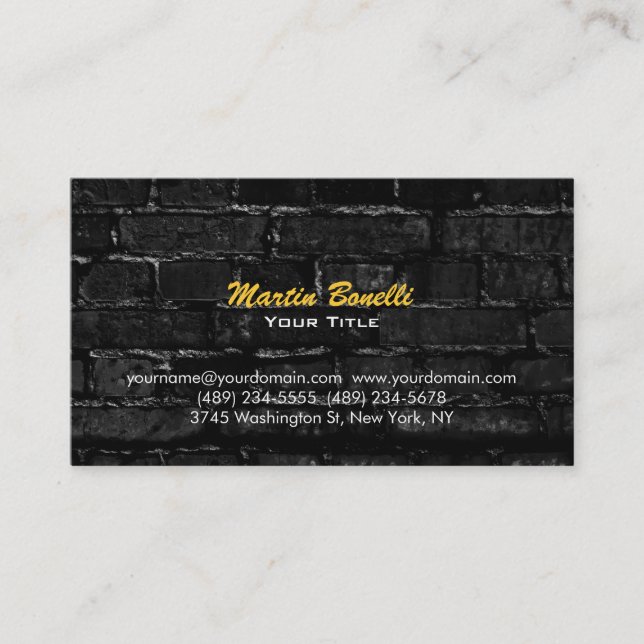 Brick Wall Script Grey Consultant Business Card (Front)