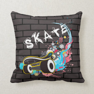 Brick Wall Skate Graffiti Logo With Board Cushion