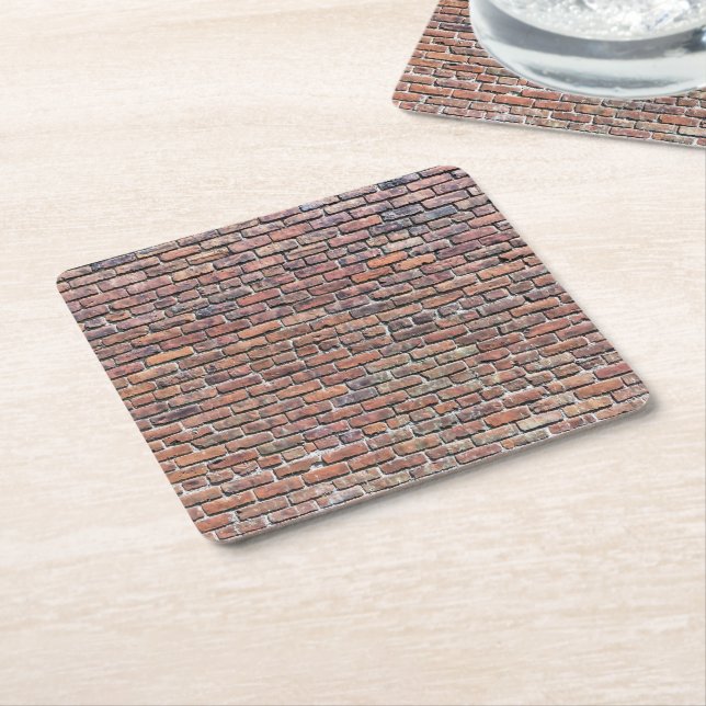 Brick Wall Square Paper Coaster (Angled)