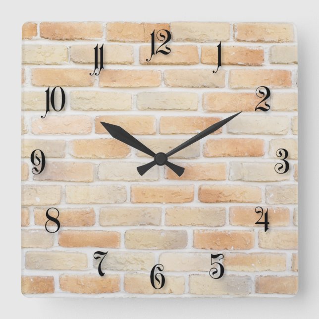 Brick wall square wall clock (Front)