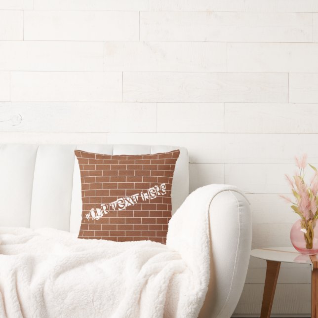 Brick Wall Throw Pillow with Custom Text (Couch)