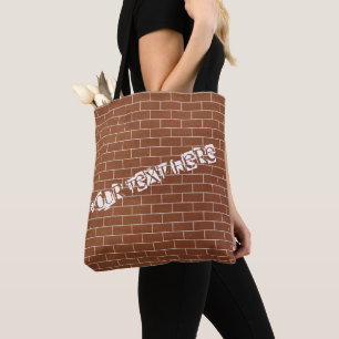 Brick Wall Tote Bag with Custom Text