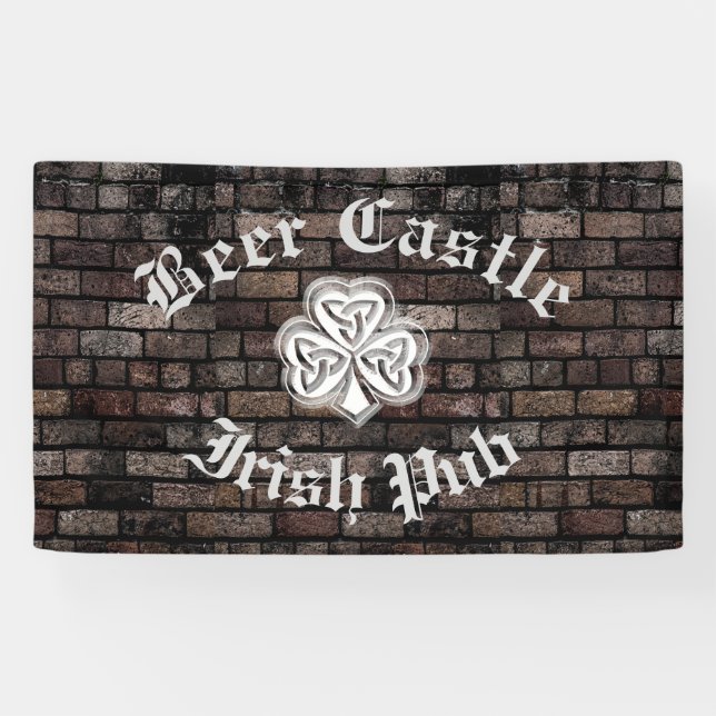 Brick wall trendy modern grundge  Irish shamrock Banner (Horizontal)