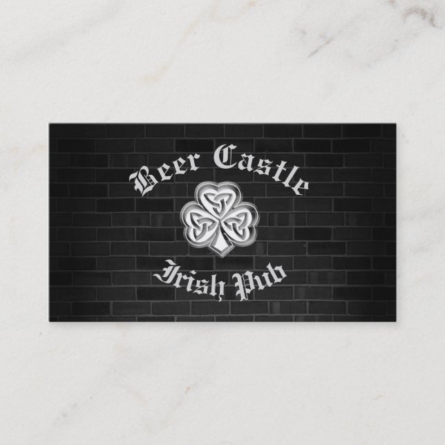 Brick wall trendy modern grundge  Irish shamrock Business Card (Front)