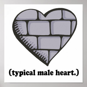 brick wall typical male heart poster