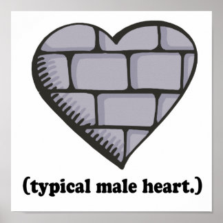 brick wall typical male heart poster