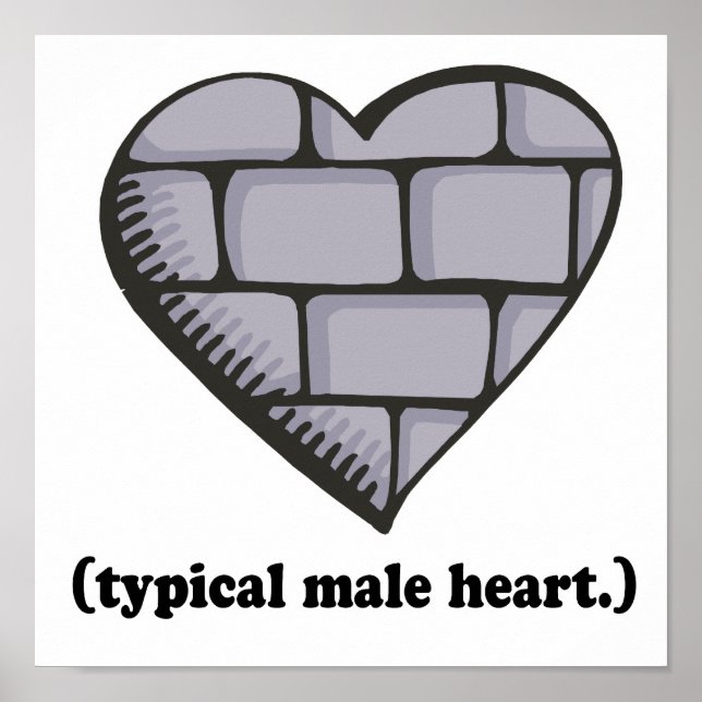 brick wall typical male heart poster (Front)