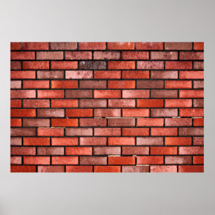 Brick wall with red brick, red brick background. b poster