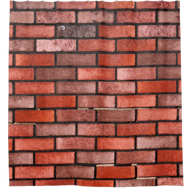 Brick wall with red brick, red brick background. b shower curtain (Front)