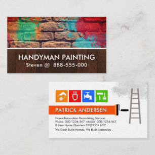 Brick Wall Wood Layer Paint Splatter Business Card