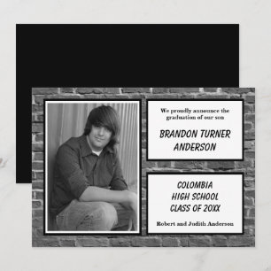 Brick, White& Black with Photo - Grad Announcement