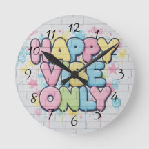 Brick with Colorful Text Saying “ Happy Vibe Only”